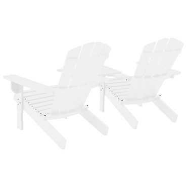 vidaXL Καρέκλες Κήπου Adirondack με Τραπέζι Λευκές Μασίφ Ξύλο Ελάτης 181/164x91,5x90cm