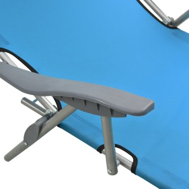 vidaXL Ξαπλώστρα Μπλε Ατσάλινη με Σκίαστρο 71,5x188x27cm 1 τεμ.