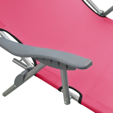vidaXL Ξαπλώστρα Ροζ Ατσάλινη με Σκίαστρο 71,5x188x27cm 1 τεμ.