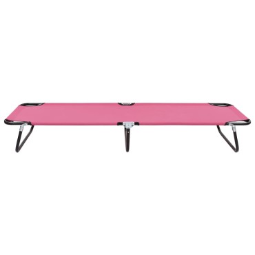 vidaXL Ξαπλώστρα Πτυσσόμενη Ροζ Ατσάλινη 190x58x28cm 1 τεμ.