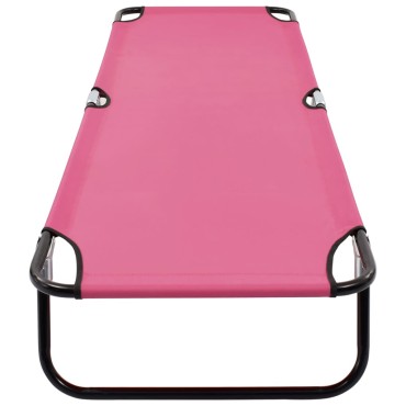 vidaXL Ξαπλώστρα Πτυσσόμενη Ροζ Ατσάλινη 190x58x28cm 1 τεμ.