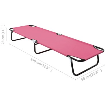 vidaXL Ξαπλώστρα Πτυσσόμενη Ροζ Ατσάλινη 190x58x28cm 1 τεμ.