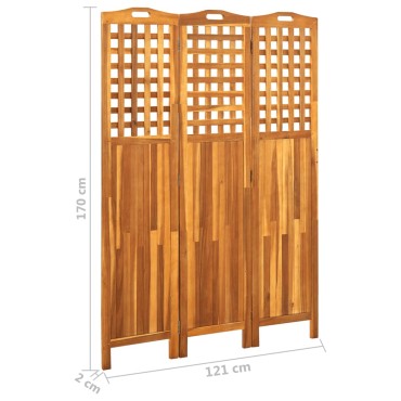 vidaXL Διαχωριστικό Δωματίου 3 Πάνελ 121x2x170cm Μασίφ Ξύλο Ακακίας 1 τεμ.