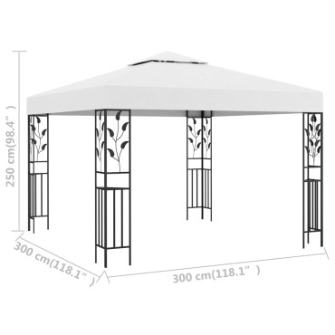 vidaXL Κιόσκι Λευκό 3 x 3 μ. 180 γρ./μ²
