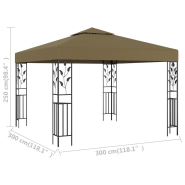 vidaXL Κιόσκι Taupe 3 x 3 μ. 180 γρ/μ²