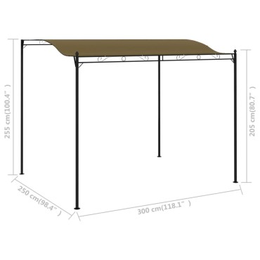 vidaXL Κιόσκι Σκίασης Taupe 3 x 2,4 μ. 180 γρ./μ²