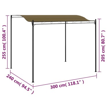 vidaXL Κιόσκι Σκίασης Taupe 3 x 2,4 μ. 180 γρ./μ²