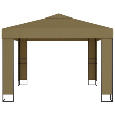 vidaXL Κιόσκι με Διπλή Οροφή Taupe 3 x 3 x 2,7 μ. 180 γρ/μ²