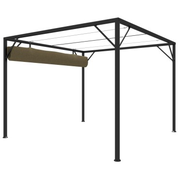 vidaXL Πέργκολα Κήπου με Πτυσσόμενη Οροφή Taupe 3 x 3 μ. 180 γρ/μ²