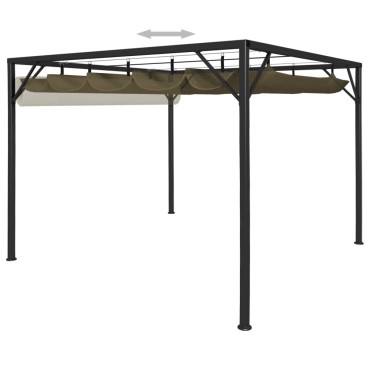 vidaXL Πέργκολα Κήπου με Πτυσσόμενη Οροφή Taupe 3 x 3 μ. 180 γρ/μ²