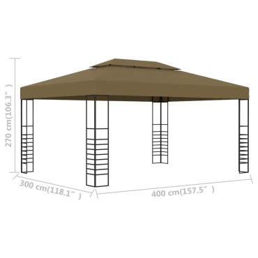 vidaXL Κιόσκι Taupe 3 x 4 μ. 180 γρ/μ²