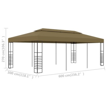 vidaXL Κιόσκι 6 x 3 x 2,7 μ. Taupe 180 γρ/μ²