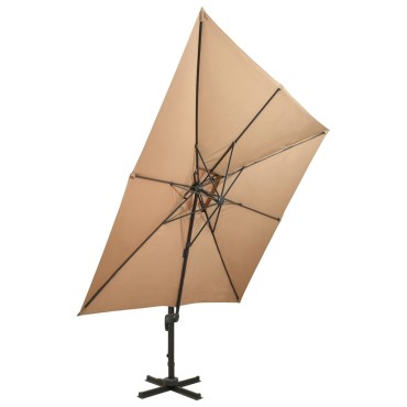 vidaXL Ομπρέλα Κρεμαστή Κήπου με Διπλή Οροφή Taupe 300 x 300 εκ.