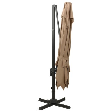 vidaXL Ομπρέλα Κρεμαστή Κήπου με Διπλή Οροφή Taupe 300 x 300 εκ.