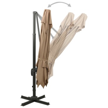 vidaXL Ομπρέλα Κρεμαστή Κήπου με Διπλή Οροφή Taupe 300 x 300 εκ.