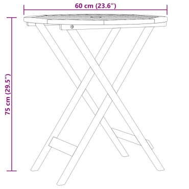 vidaXL Τραπέζι Κήπου Πτυσσόμενο 60x75cm από Μασίφ Ξύλο Ευκαλύπτου 1 τεμ.
