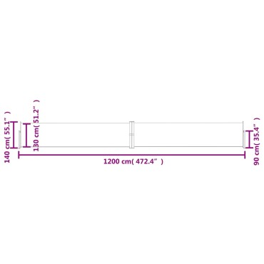 vidaXL Σκίαστρο Πλαϊνό Συρόμενο Βεράντας Κρεμ 140 x 1200 εκ.