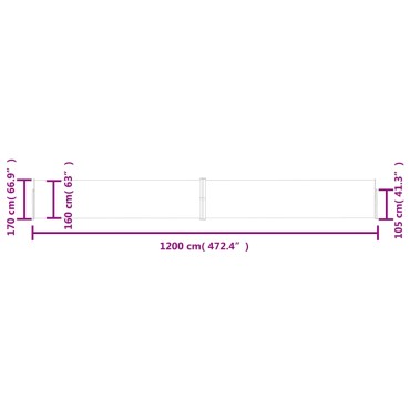 vidaXL Σκίαστρο Πλαϊνό Συρόμενο Βεράντας Καφέ 170 x 1200 εκ.
