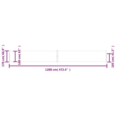 vidaXL Σκίαστρο Πλαϊνό Συρόμενο Βεράντας Μπλε 170 x 1200 εκ.
