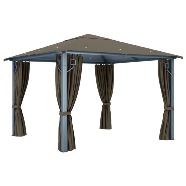 vidaXL Κιόσκι με Κουρτίνα Taupe 300 x 300 εκ. Αλουμινίου
