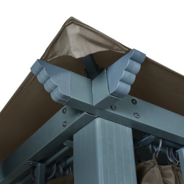 vidaXL Κιόσκι με Κουρτίνα Taupe 300 x 300 εκ. Αλουμινίου