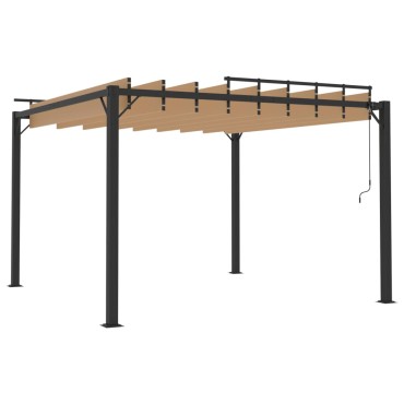 vidaXL Κιόσκι με Ανοιγόμενη Οροφή Taupe 3 x 3 μ. Ύφασμα και Αλουμίνιο