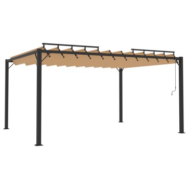vidaXL Κιόσκι με Ανοιγόμενη Οροφή Taupe 3 x 4 μ. Ύφασμα και Αλουμίνιο