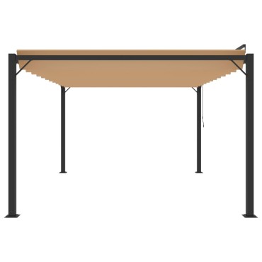 vidaXL Κιόσκι με Ανοιγόμενη Οροφή Taupe 3 x 4 μ. Ύφασμα και Αλουμίνιο