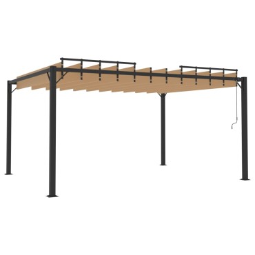 vidaXL Κιόσκι με Ανοιγόμενη Οροφή Taupe 3 x 4 μ. Ύφασμα και Αλουμίνιο