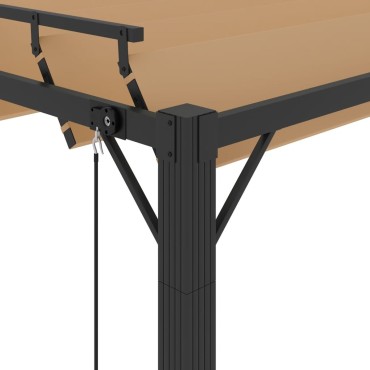 vidaXL Κιόσκι με Ανοιγόμενη Οροφή Taupe 3 x 4 μ. Ύφασμα και Αλουμίνιο