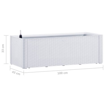vidaXL Ζαρντινιέρα Κήπου Λευκή 100x43x33 εκ. με Αυτόματο Πότισμα