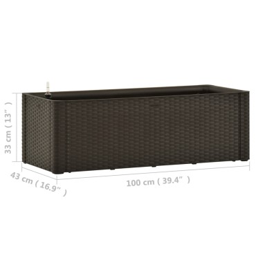 vidaXL Ζαρντινιέρα Κήπου Μόκα 100x43x33 εκ. με Αυτόματο Πότισμα