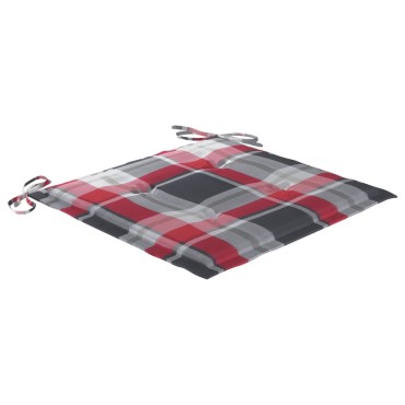 vidaXL Μαξιλάρια Καρέκλας 4 τεμ Κόκκινο Καρό 50x50x3cm Ύφασμα Oxford