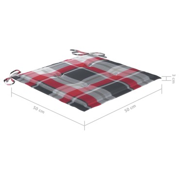 vidaXL Μαξιλάρια Καρέκλας 4 τεμ Κόκκινο Καρό 50x50x3cm Ύφασμα Oxford