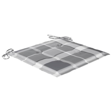vidaXL Μαξιλάρια Καρέκλας 4τεμ Γκρι Καρό 50x50x3cm Ύφασμα Oxford