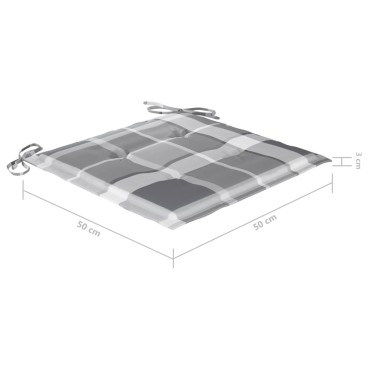 vidaXL Μαξιλάρια Καρέκλας 4τεμ Γκρι Καρό 50x50x3εκ. Ύφασμα Oxford