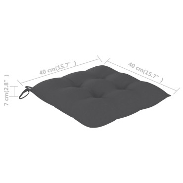vidaXL Μαξιλάρια Καρέκλας Κήπου 2 τεμ. Ανθρακί 40x40x7cm Υφασμάτινα