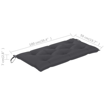vidaXL Μαξιλάρι Πάγκου Κήπου Ανθρακί 100x50x7cm Ύφασμα Oxford