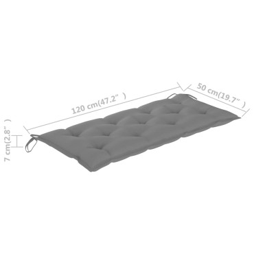 vidaXL Μαξιλάρι Πάγκου Κήπου Γκρι 120x50x7cm Ύφασμα Oxford