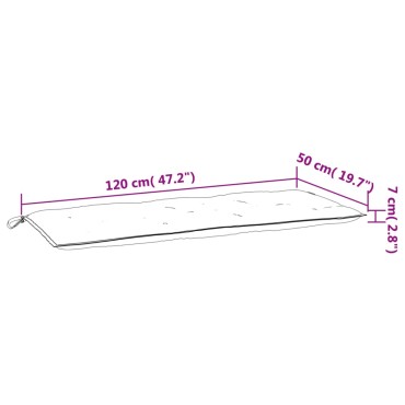 vidaXL Μαξιλάρι Πάγκου Κήπου Γκρι 120x50x7cm Ύφασμα Oxford