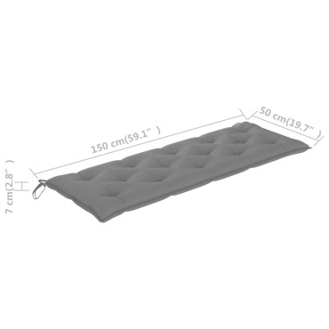 vidaXL Μαξιλάρι Πάγκου Κήπου Γκρι 150x50x7cm Ύφασμα Oxford