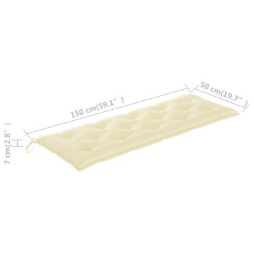 vidaXL Μαξιλάρι Πάγκου Κήπου Κρεμ Λευκό 150x50x7 εκ. Ύφασμα Oxford