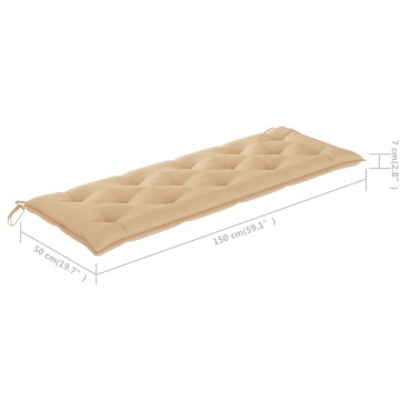vidaXL Μαξιλάρι Πάγκου Κήπου Μπεζ 150x50x7cm Ύφασμα Oxford
