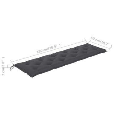 vidaXL Μαξιλάρι Πάγκου Κήπου Ανθρακί 180x50x7cm Ύφασμα Oxford