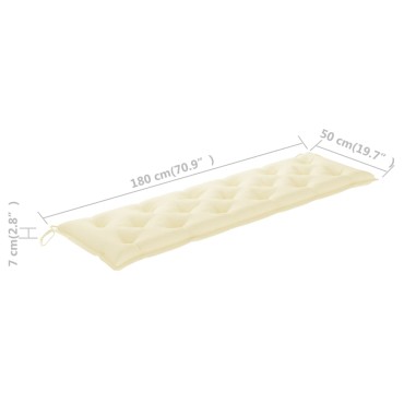 vidaXL Μαξιλάρι Πάγκου Κήπου Κρεμ Λευκό 180x50x7 εκ. Ύφασμα Oxford