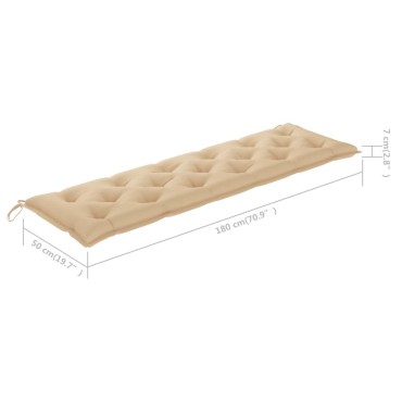 vidaXL Μαξιλάρι Πάγκου Κήπου Μπεζ 180x50x7cm Ύφασμα Oxford