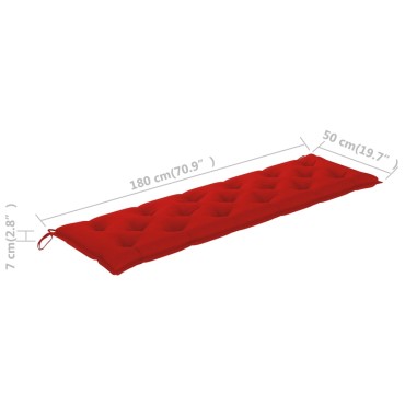 vidaXL Μαξιλάρι Πάγκου Κήπου Κόκκινο 180x50x7cm Ύφασμα Oxford