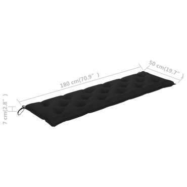 vidaXL Μαξιλάρι Πάγκου Κήπου Μαύρο 180x50x7cm Ύφασμα Oxford