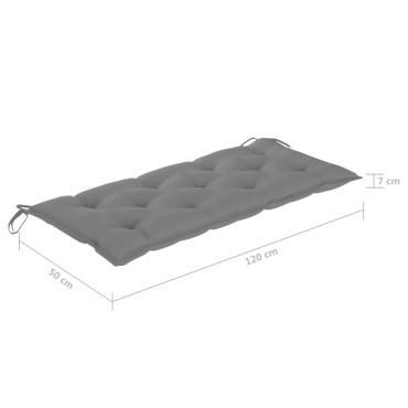vidaXL Μαξιλάρι Πάγκου Κήπου Γκρι 120x(50+50)x7cm Ύφασμα Oxford
