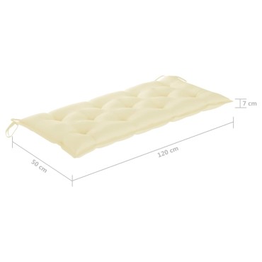 vidaXL Μαξιλάρι Πάγκου Κήπου Κρεμ Λευκό 120x(50+50)x7cm Ύφασμα Oxford